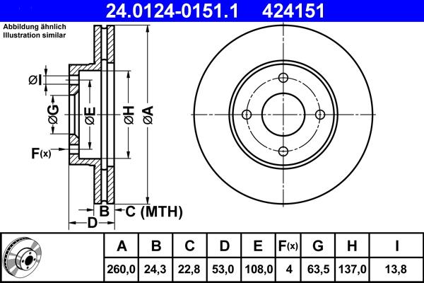 ATE 24.0124-0151.1 - Disc frana aaoparts.ro