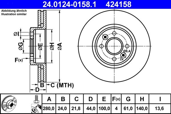 ATE 24.0124-0158.1 - Disc frana aaoparts.ro