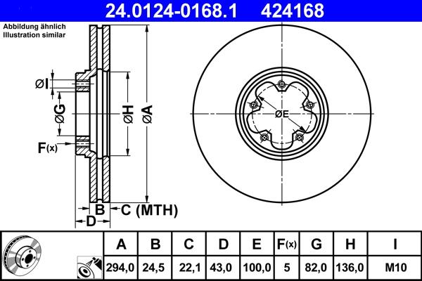 ATE 24.0124-0168.1 - Disc frana aaoparts.ro