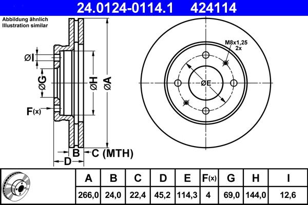 ATE 24.0124-0114.1 - Disc frana aaoparts.ro