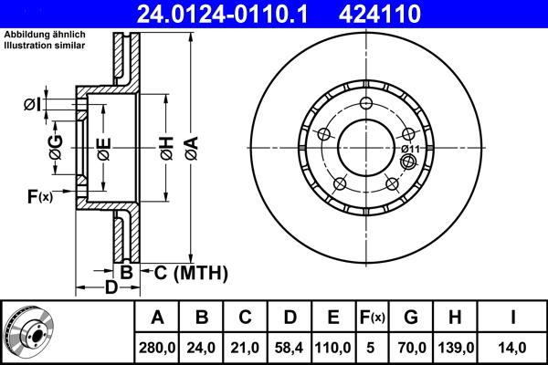 ATE 24.0124-0110.1 - Disc frana aaoparts.ro