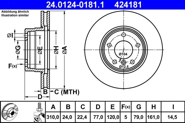 ATE 24.0124-0181.1 - Disc frana aaoparts.ro