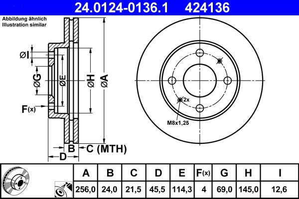 ATE 24.0124-0136.1 - Disc frana aaoparts.ro