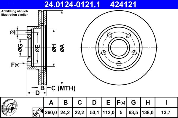 ATE 24.0124-0121.1 - Disc frana aaoparts.ro