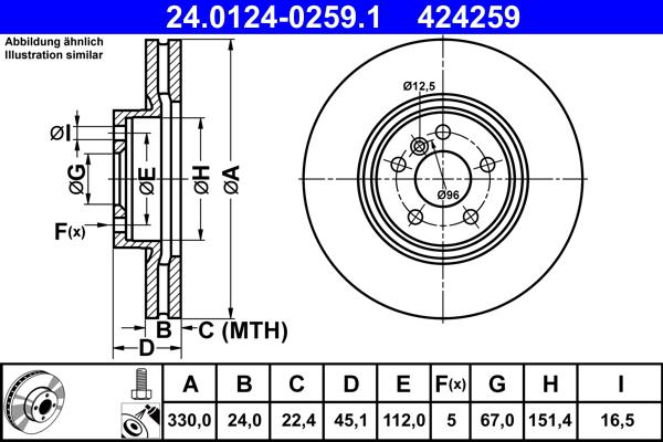 ATE 24.0124-0259.1 - Disc frana aaoparts.ro