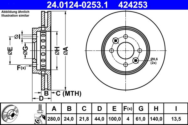 ATE 24.0124-0253.1 - Disc frana aaoparts.ro