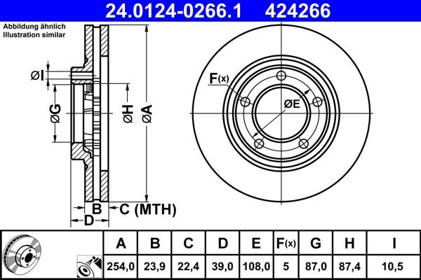 ATE 24.0124-0266.1 - Disc frana aaoparts.ro