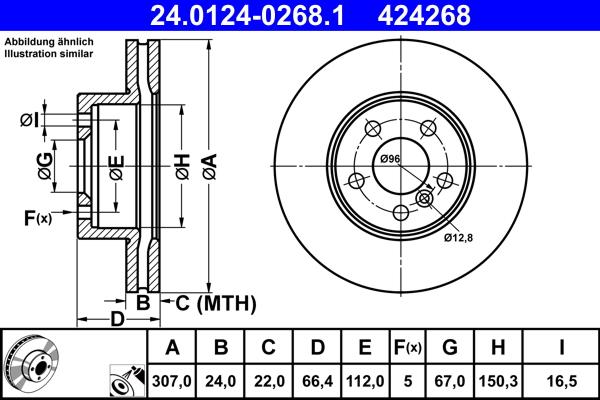 ATE 24.0124-0268.1 - Disc frana aaoparts.ro