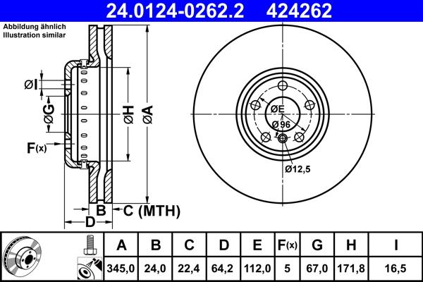 ATE 24.0124-0262.2 - Disc frana aaoparts.ro