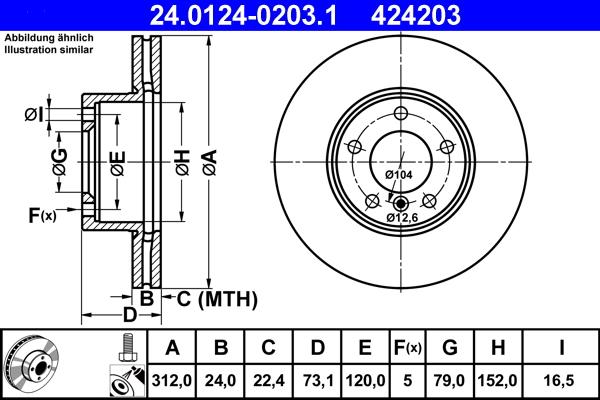 ATE 24.0124-0203.1 - Disc frana aaoparts.ro