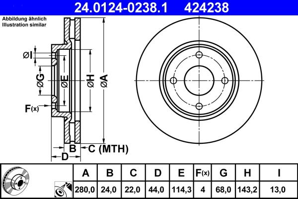 ATE 24.0124-0238.1 - Disc frana aaoparts.ro