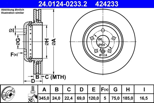 ATE 24.0124-0233.2 - Disc frana aaoparts.ro