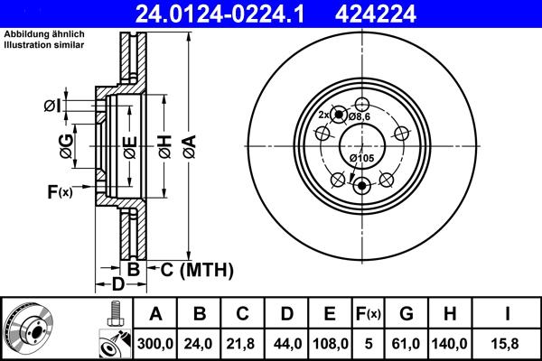 ATE 24.0124-0224.1 - Disc frana aaoparts.ro