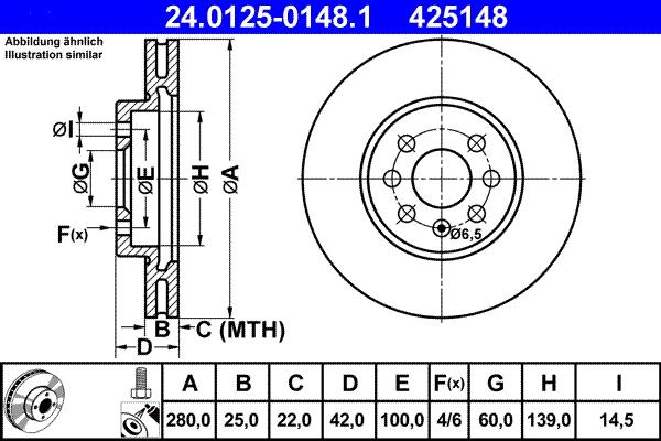 ATE 24.0125-0148.1 - Disc frana aaoparts.ro