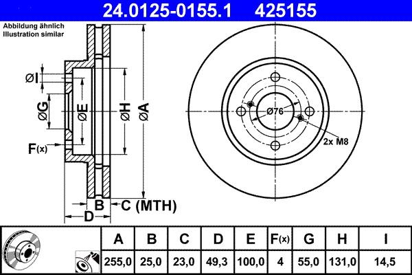 ATE 24.0125-0155.1 - Disc frana aaoparts.ro