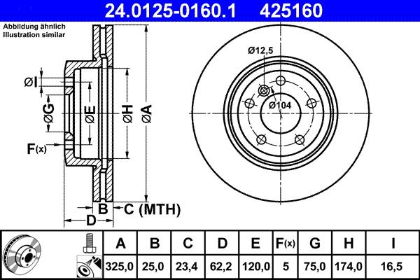 ATE 24.0125-0160.1 - Disc frana aaoparts.ro