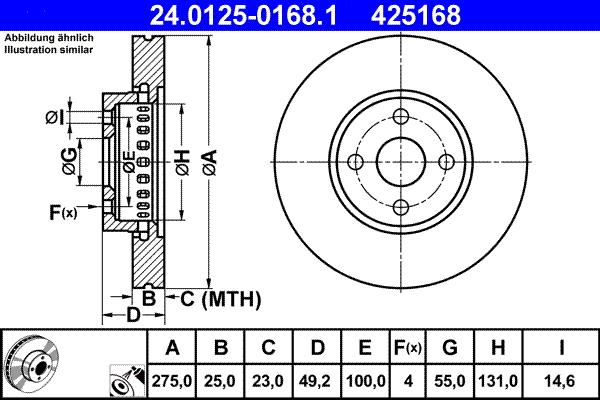 ATE 24.0125-0168.1 - Disc frana aaoparts.ro