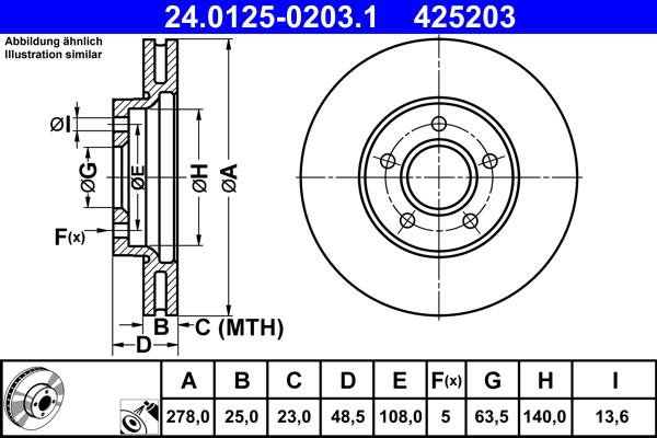 ATE 24.0125-0203.1 - Disc frana aaoparts.ro