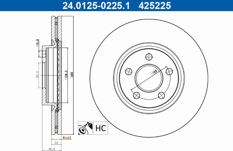 ATE 24.0125-0225.1 - Disc frana aaoparts.ro