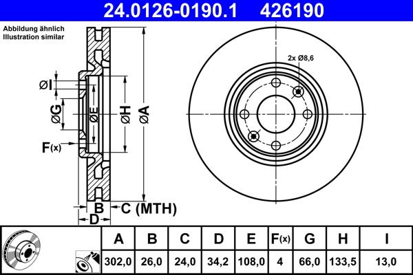 ATE 24.0126-0190.1 - Disc frana aaoparts.ro