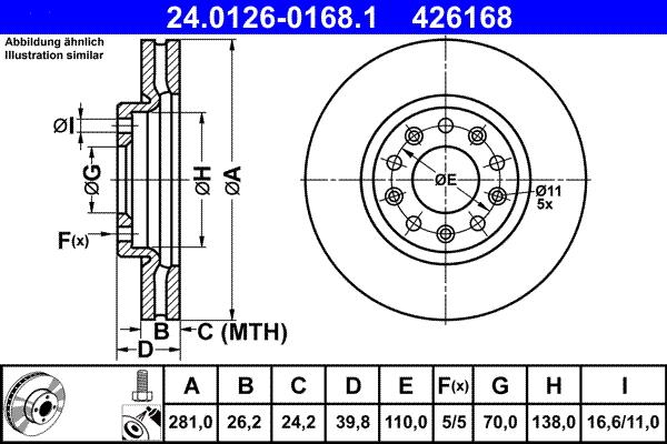 ATE 24.0126-0168.1 - Disc frana aaoparts.ro