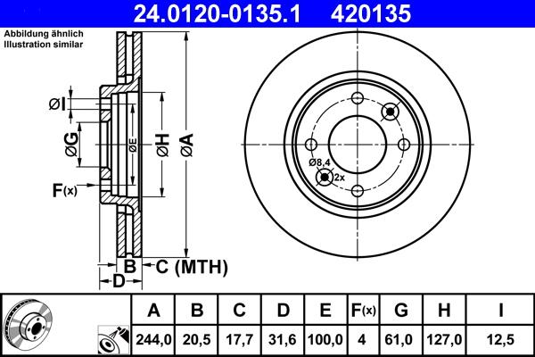 ATE 24.0120-0135.1 - Disc frana aaoparts.ro
