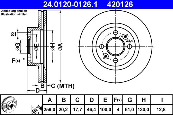 ATE 24.0120-0126.1 - Disc frana aaoparts.ro