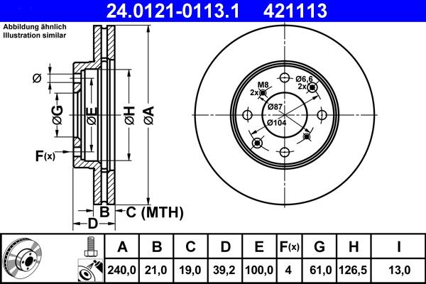 ATE 24.0121-0113.1 - Disc frana aaoparts.ro