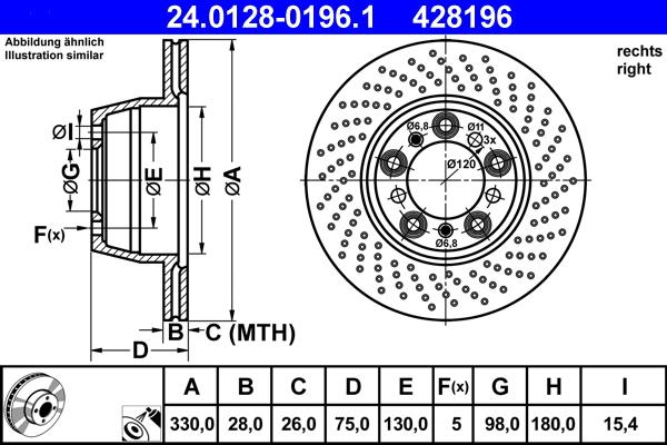 ATE 24.0128-0196.1 - Disc frana aaoparts.ro