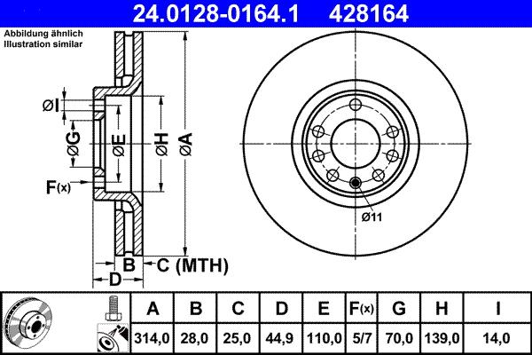 ATE 24.0128-0164.1 - Disc frana aaoparts.ro