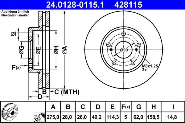 ATE 24.0128-0115.1 - Disc frana aaoparts.ro