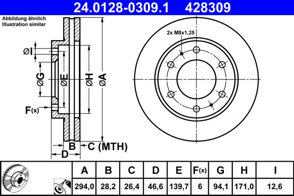 ATE 24.0128-0309.1 - Disc frana aaoparts.ro