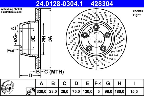 ATE 24.0128-0304.1 - Disc frana aaoparts.ro