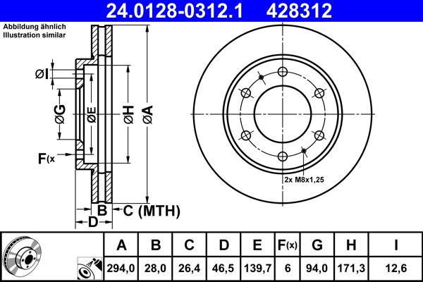 ATE 24.0128-0312.1 - Disc frana aaoparts.ro