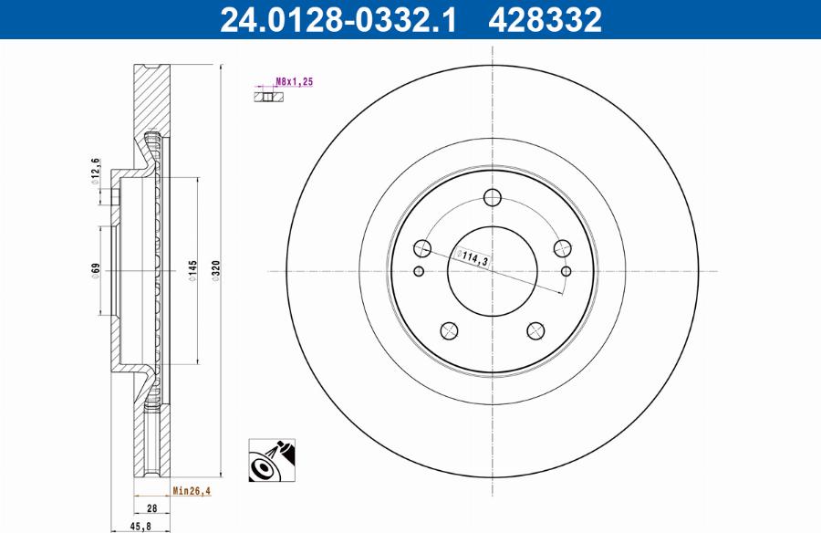 ATE 24.0128-0332.1 - Disc frana aaoparts.ro