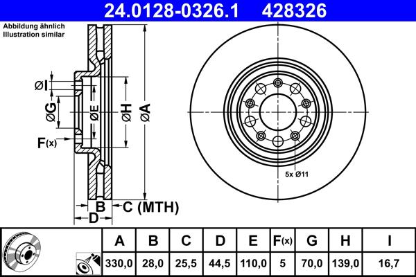 ATE 24.0128-0326.1 - Disc frana aaoparts.ro
