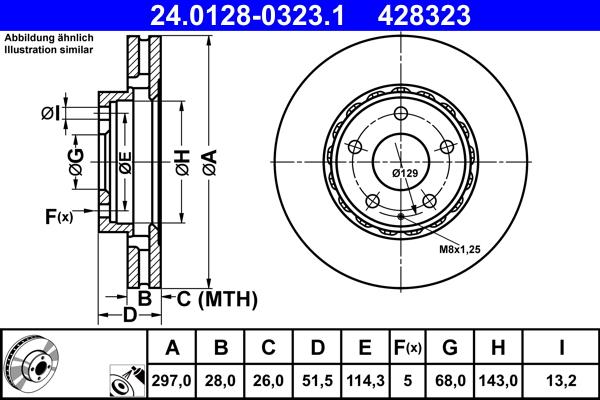 ATE 24.0128-0323.1 - Disc frana aaoparts.ro