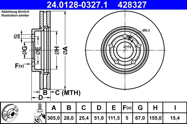 ATE 24.0128-0327.1 - Disc frana aaoparts.ro