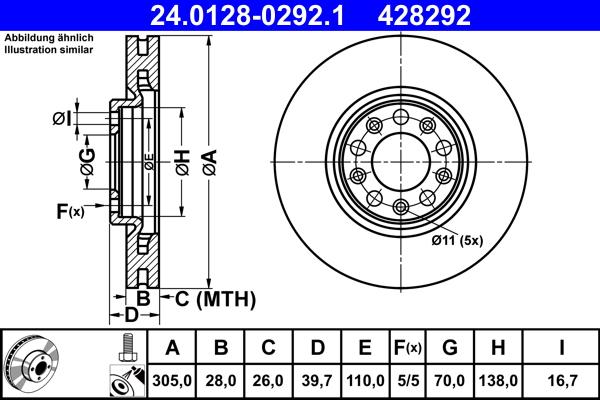 ATE 24.0128-0292.1 - Disc frana aaoparts.ro