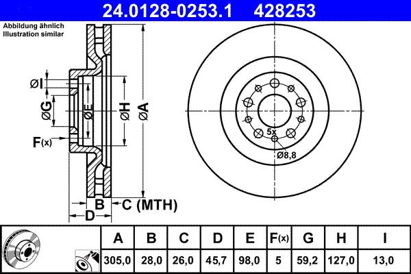 ATE 24.0128-0253.1 - Disc frana aaoparts.ro