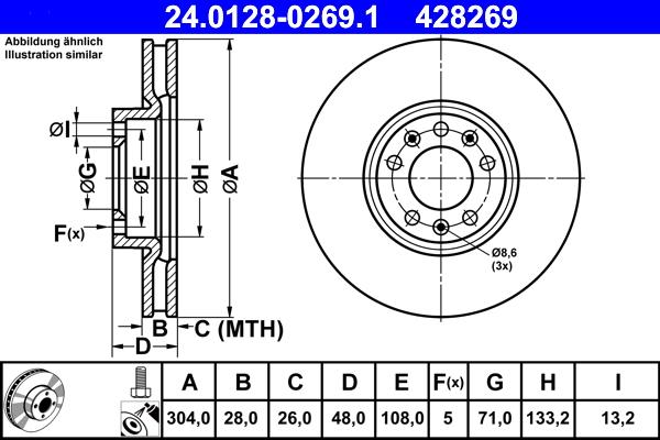 ATE 24.0128-0269.1 - Disc frana aaoparts.ro