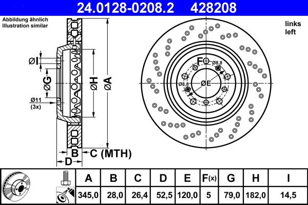 ATE 24.0128-0208.2 - Disc frana aaoparts.ro