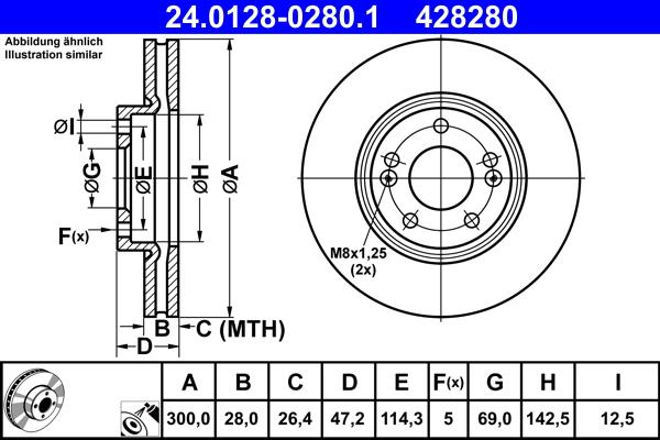 ATE 24.0128-0280.1 - Disc frana aaoparts.ro