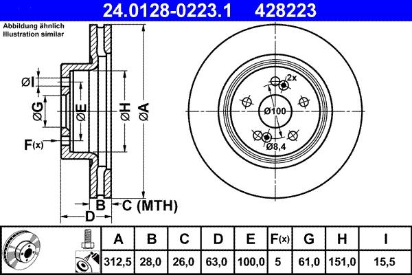 ATE 24.0128-0223.1 - Disc frana aaoparts.ro