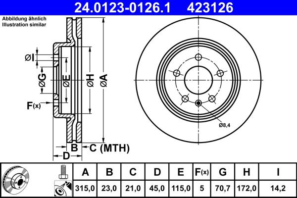 ATE 24.0123-0126.1 - Disc frana aaoparts.ro