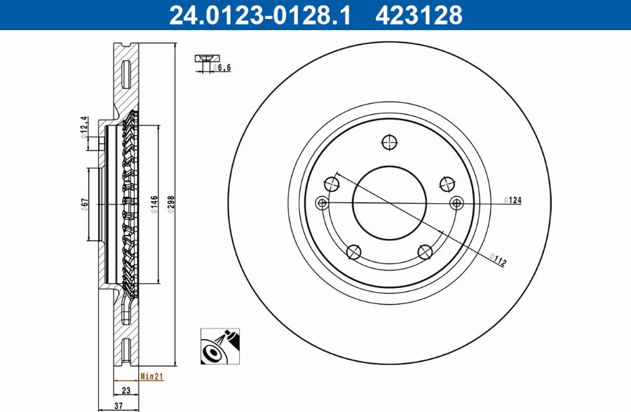 ATE 24.0123-0128.1 - Disc frana aaoparts.ro