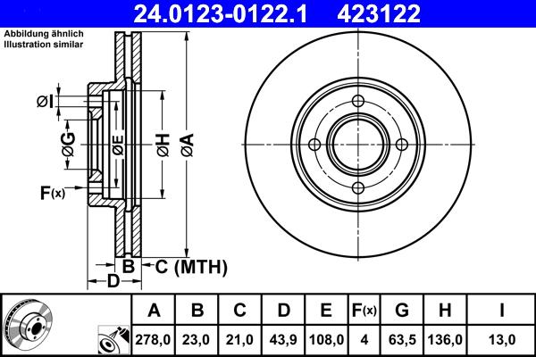 ATE 24.0123-0122.1 - Disc frana aaoparts.ro