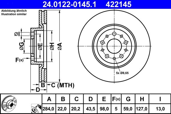 ATE 24.0122-0145.1 - Disc frana aaoparts.ro