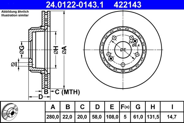 ATE 24.0122-0143.1 - Disc frana aaoparts.ro