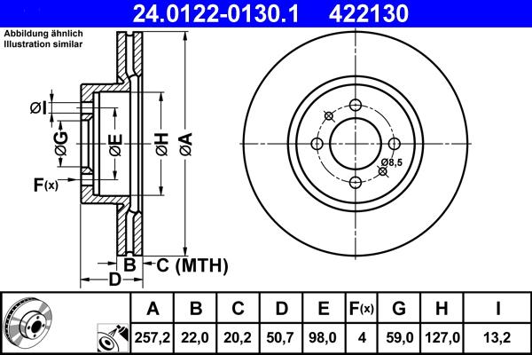 ATE 24.0122-0130.1 - Disc frana aaoparts.ro
